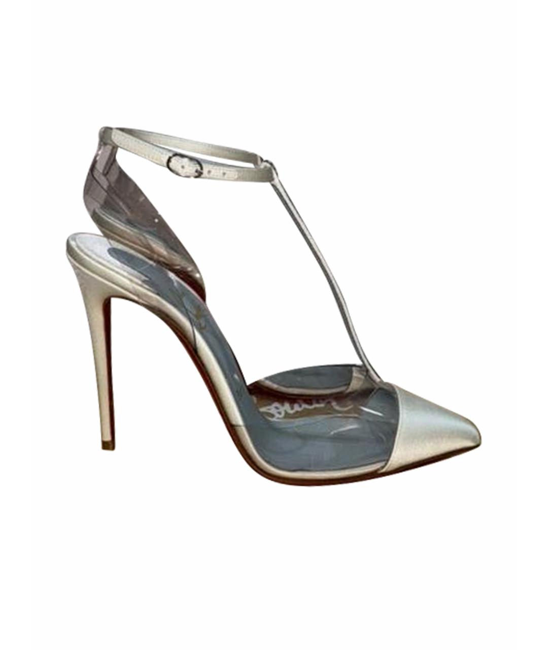 CHRISTIAN LOUBOUTIN Белые текстильные свадебные туфли на высоком каблуке, фото 1