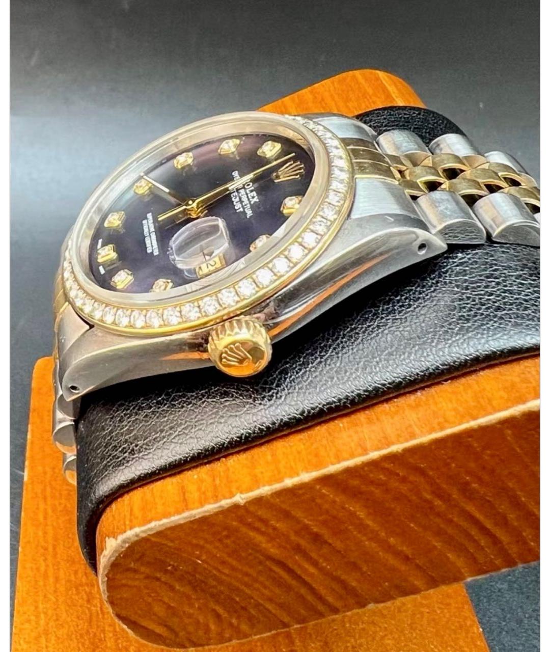 ROLEX Темно-синие часы из желтого золота, фото 4