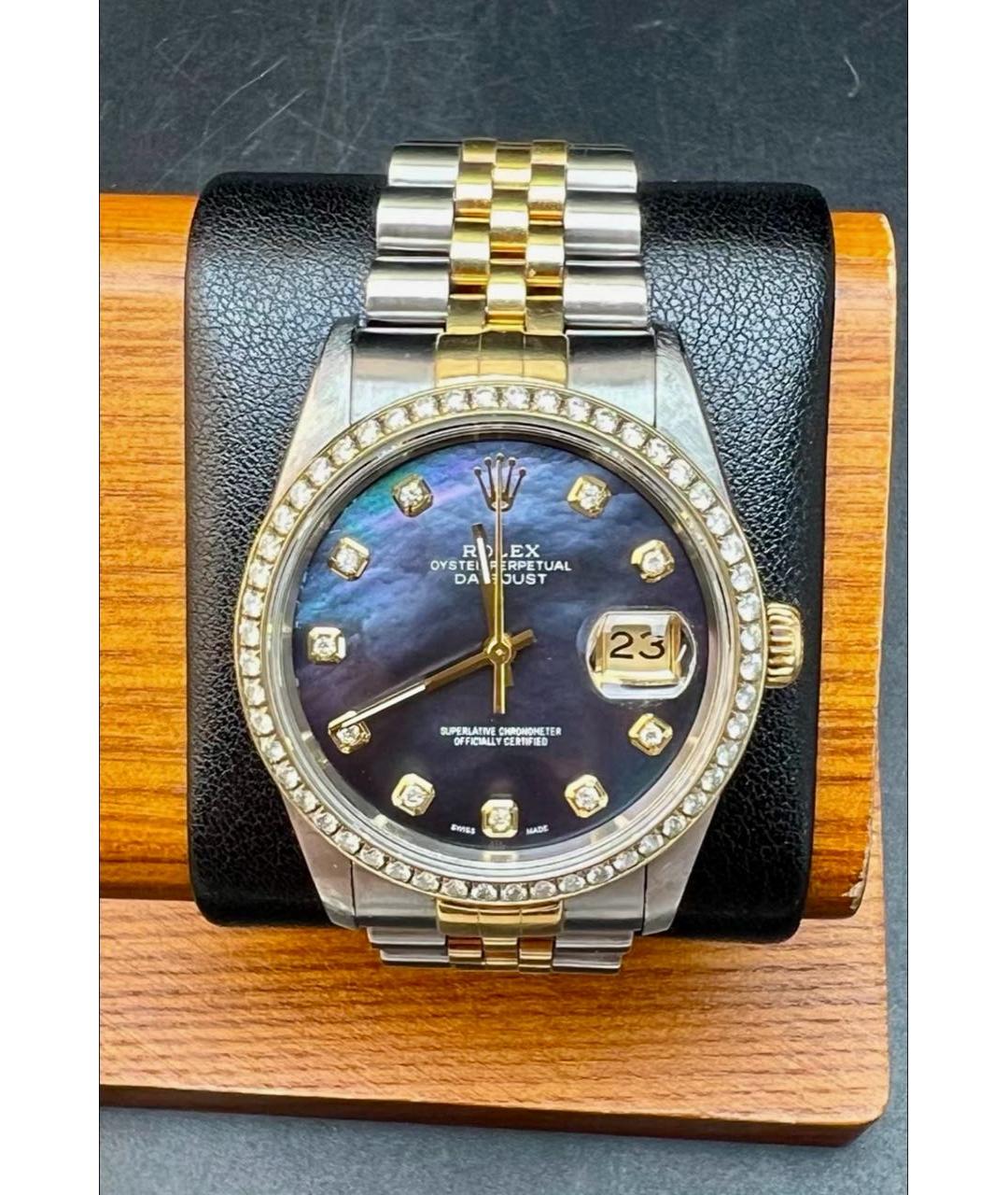 ROLEX Темно-синие часы из желтого золота, фото 2