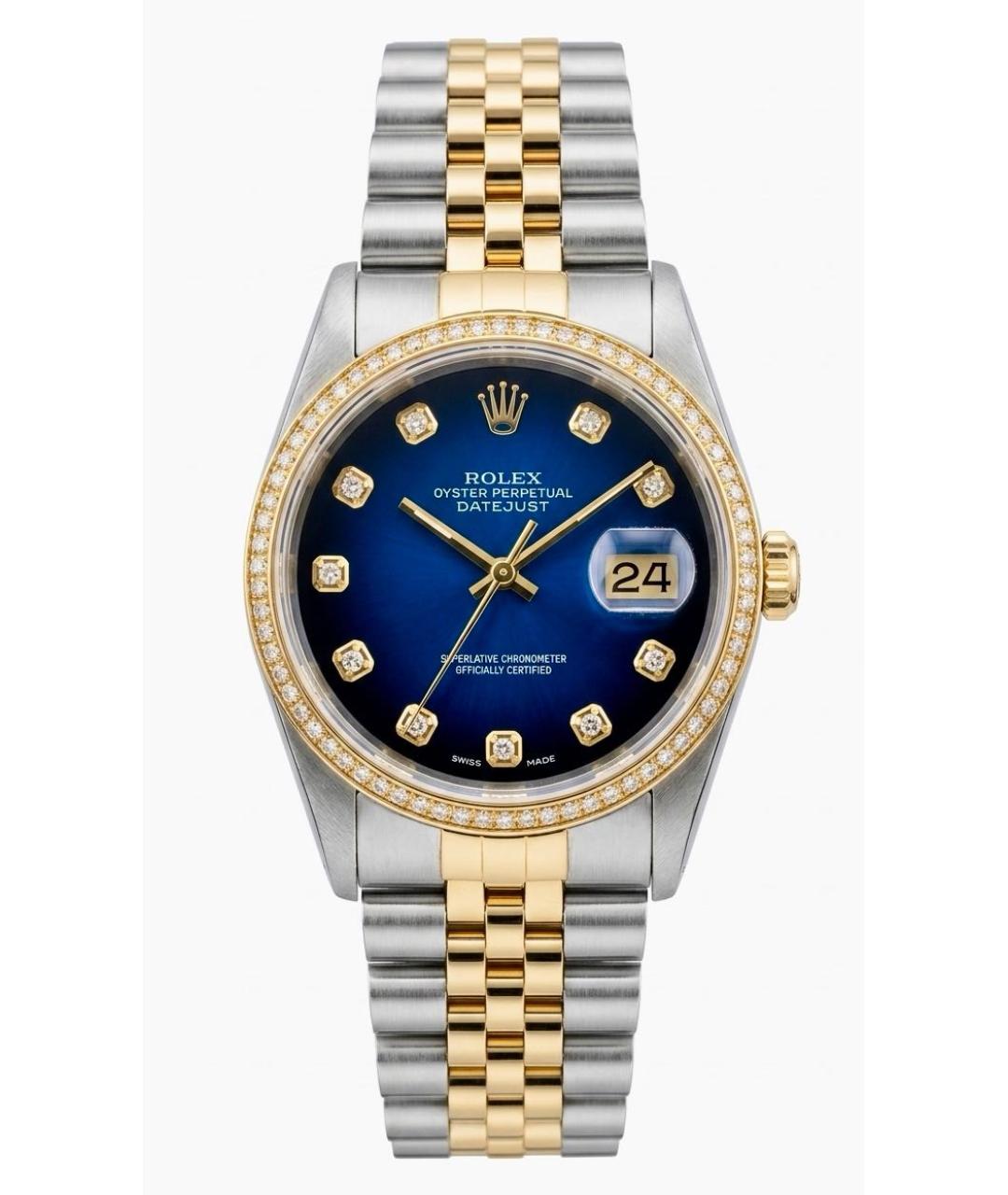 ROLEX Темно-синие часы из желтого золота, фото 9