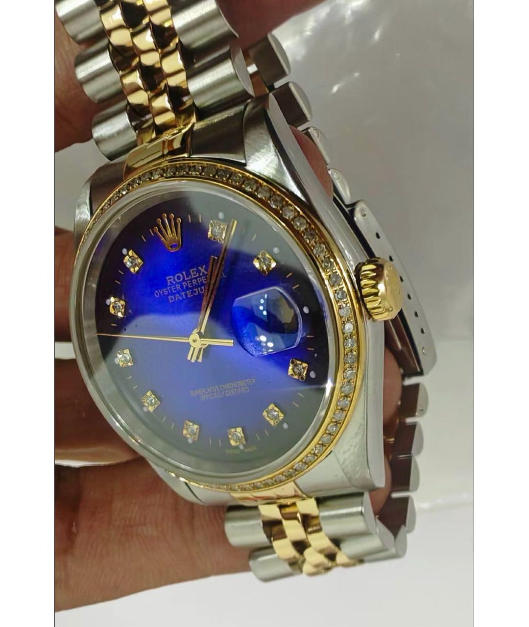 ROLEX Темно-синие часы из желтого золота, фото 4