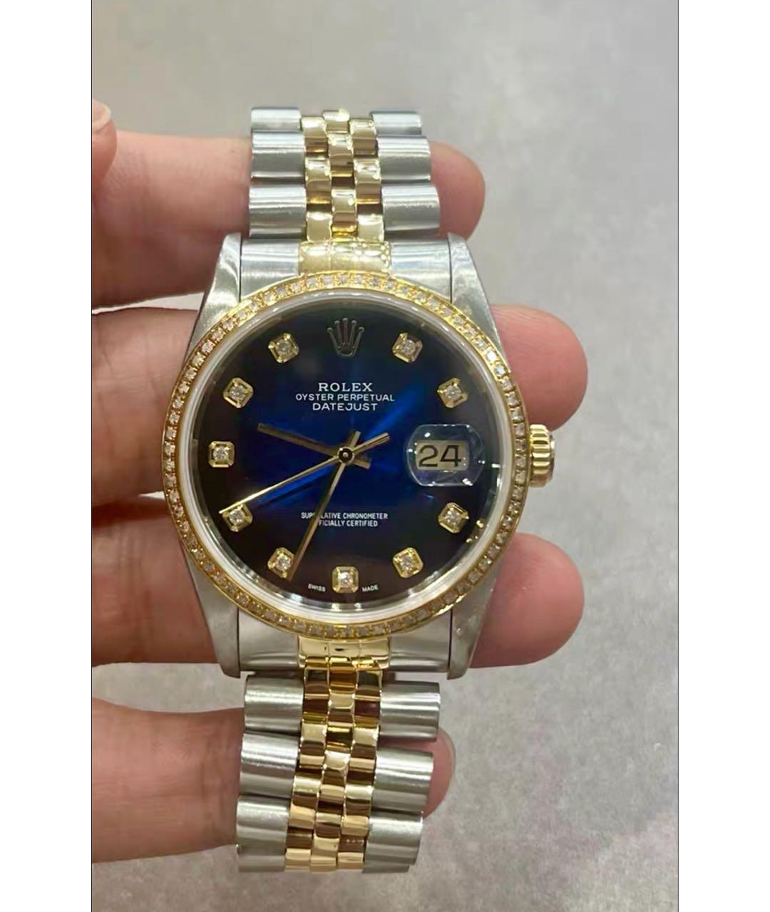 ROLEX Темно-синие часы из желтого золота, фото 2