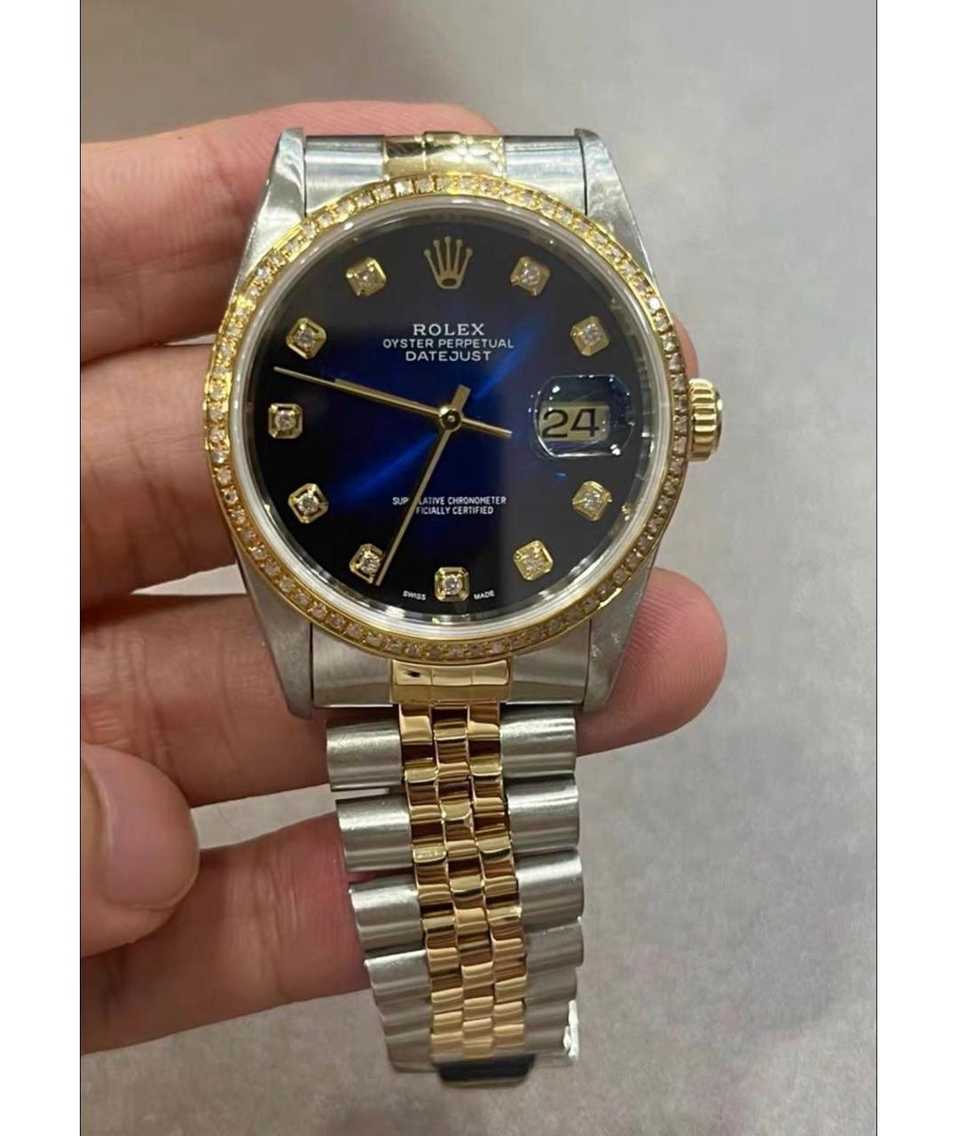 ROLEX Темно-синие часы из желтого золота, фото 3