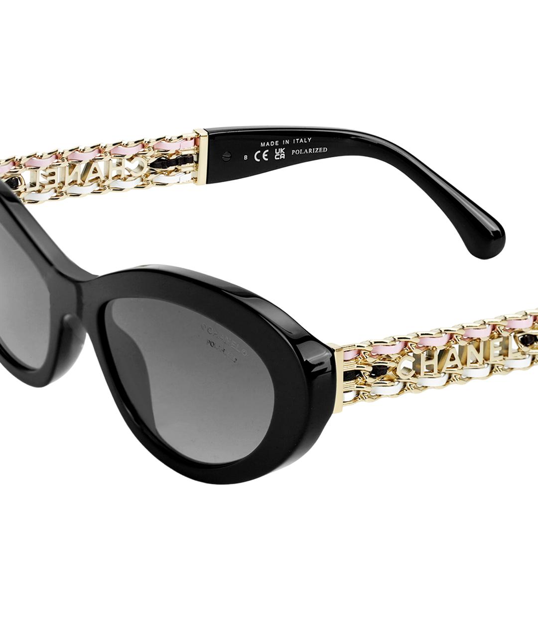 CHANEL Черные пластиковые солнцезащитные очки, фото 4