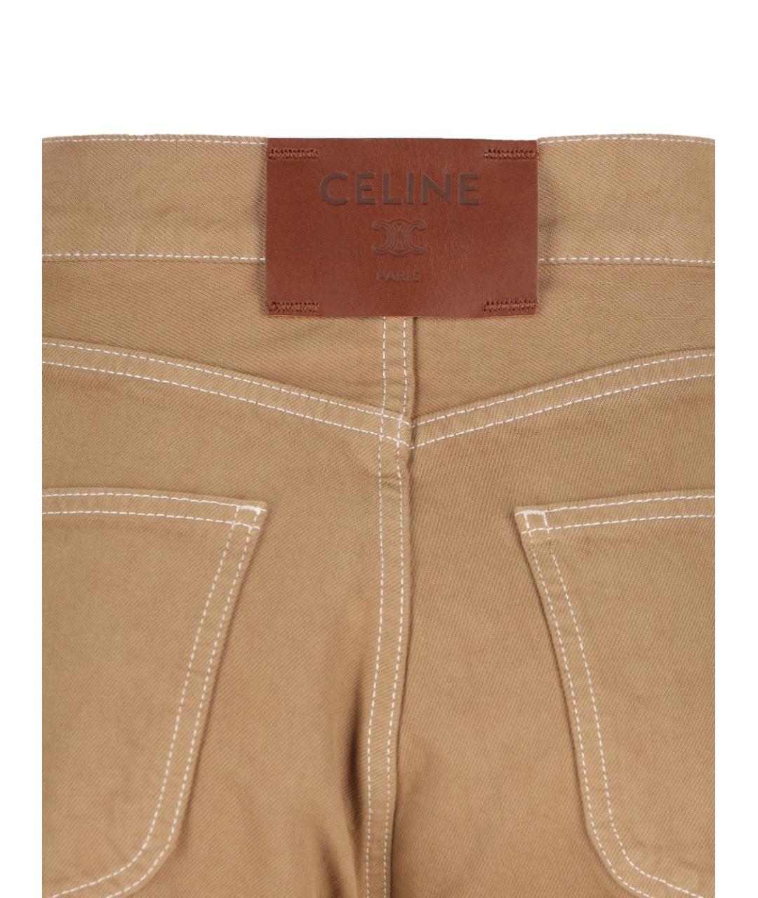 CELINE Бежевые хлопковые прямые джинсы, фото 4