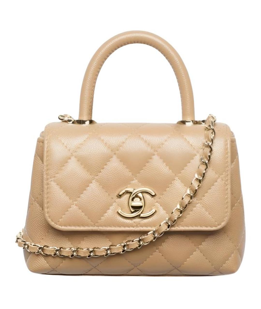 CHANEL Бежевая кожаная сумка через плечо, фото 1