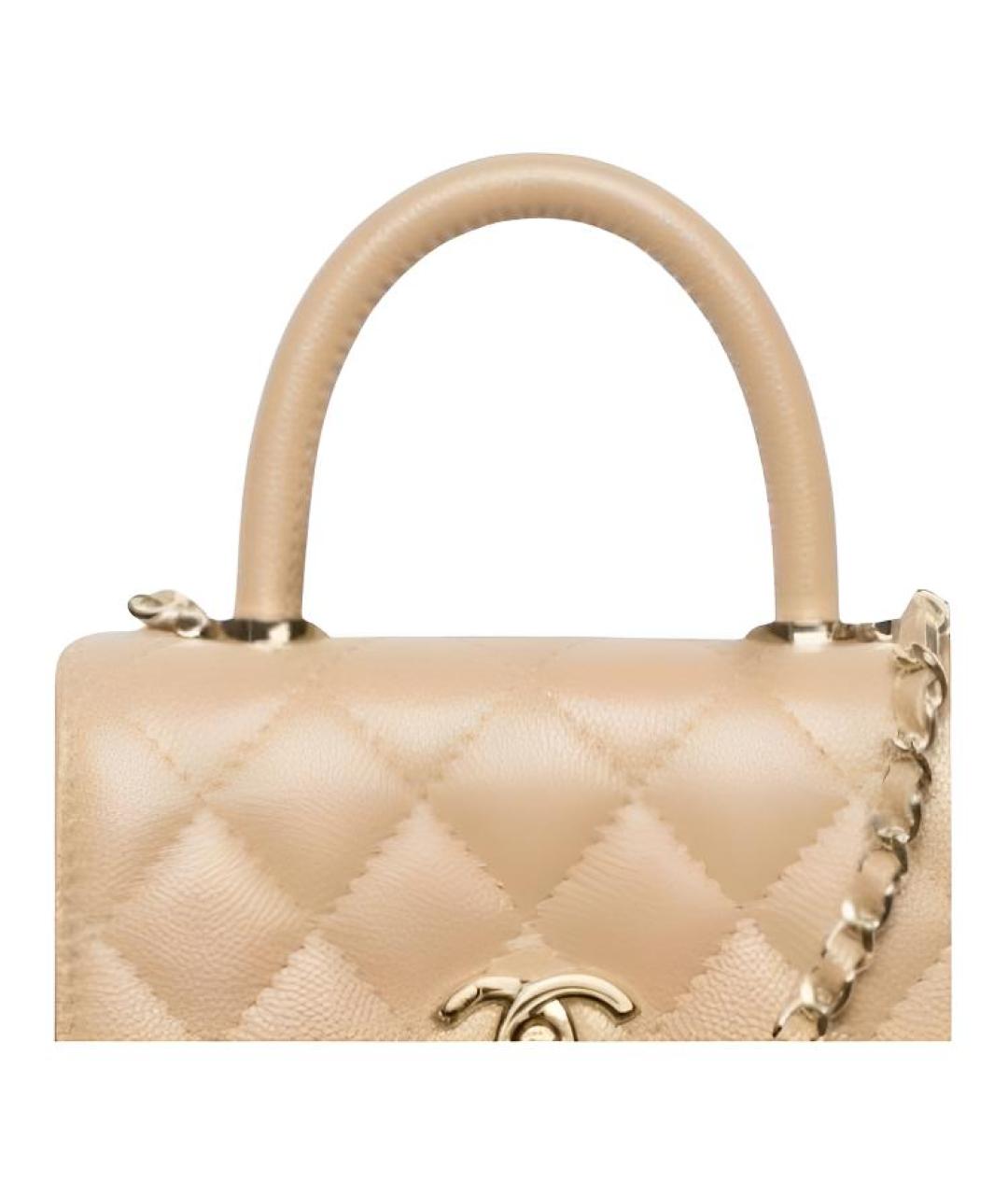 CHANEL Бежевая кожаная сумка через плечо, фото 3
