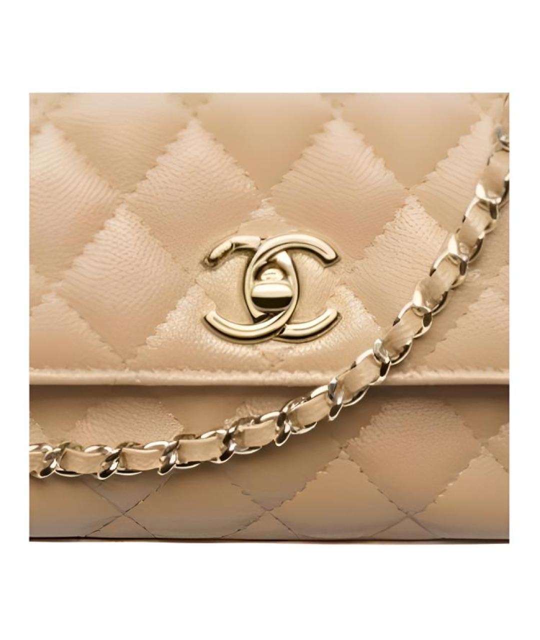 CHANEL Бежевая кожаная сумка через плечо, фото 2