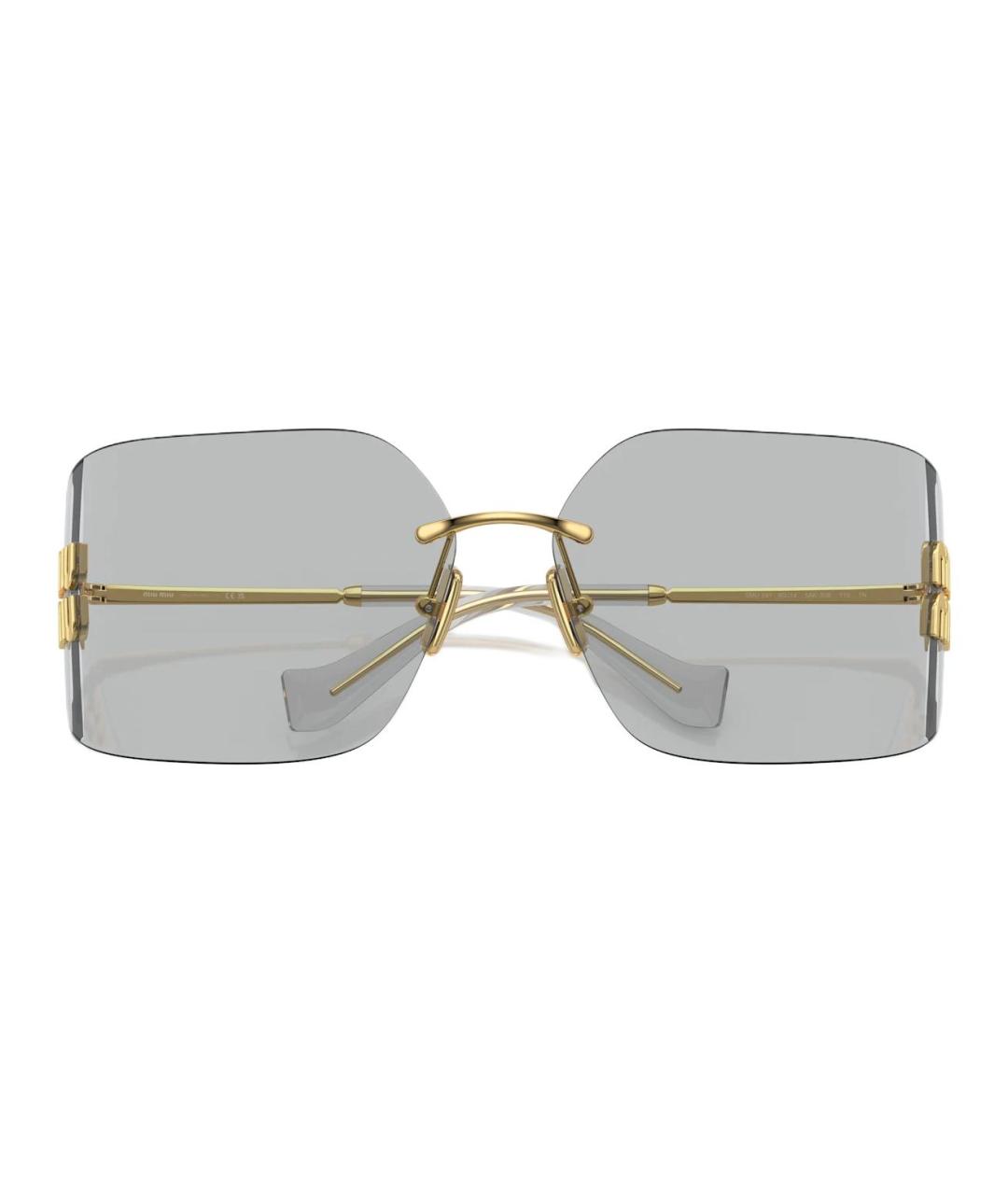 MIU MIU Золотые металлические солнцезащитные очки, фото 3