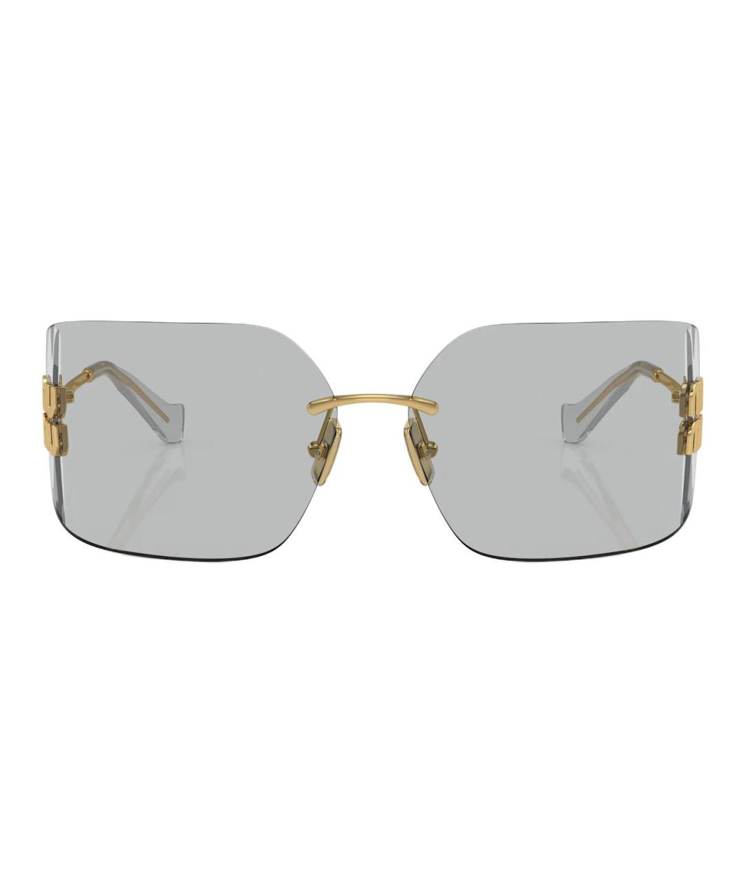 MIU MIU Золотые металлические солнцезащитные очки, фото 2
