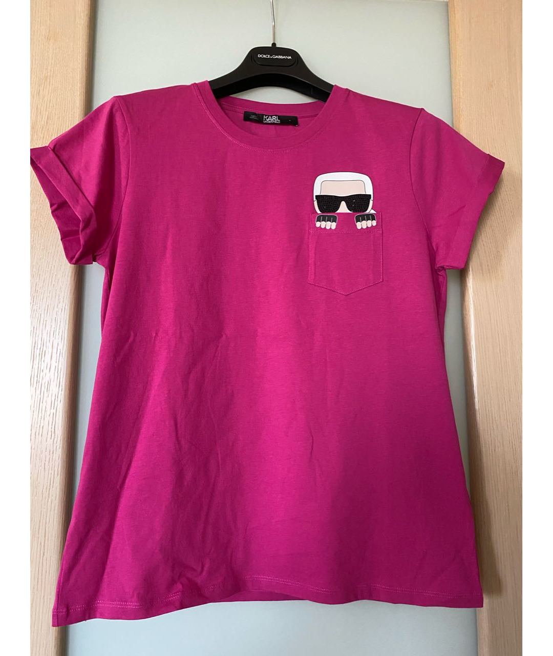 KARL LAGERFELD Розовая хлопковая футболка, фото 7