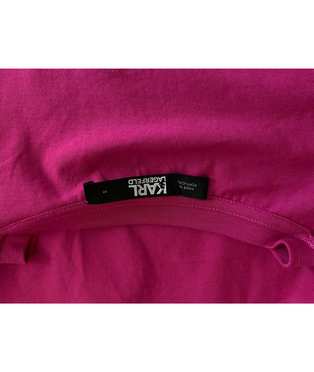 KARL LAGERFELD Розовая хлопковая футболка, фото 3