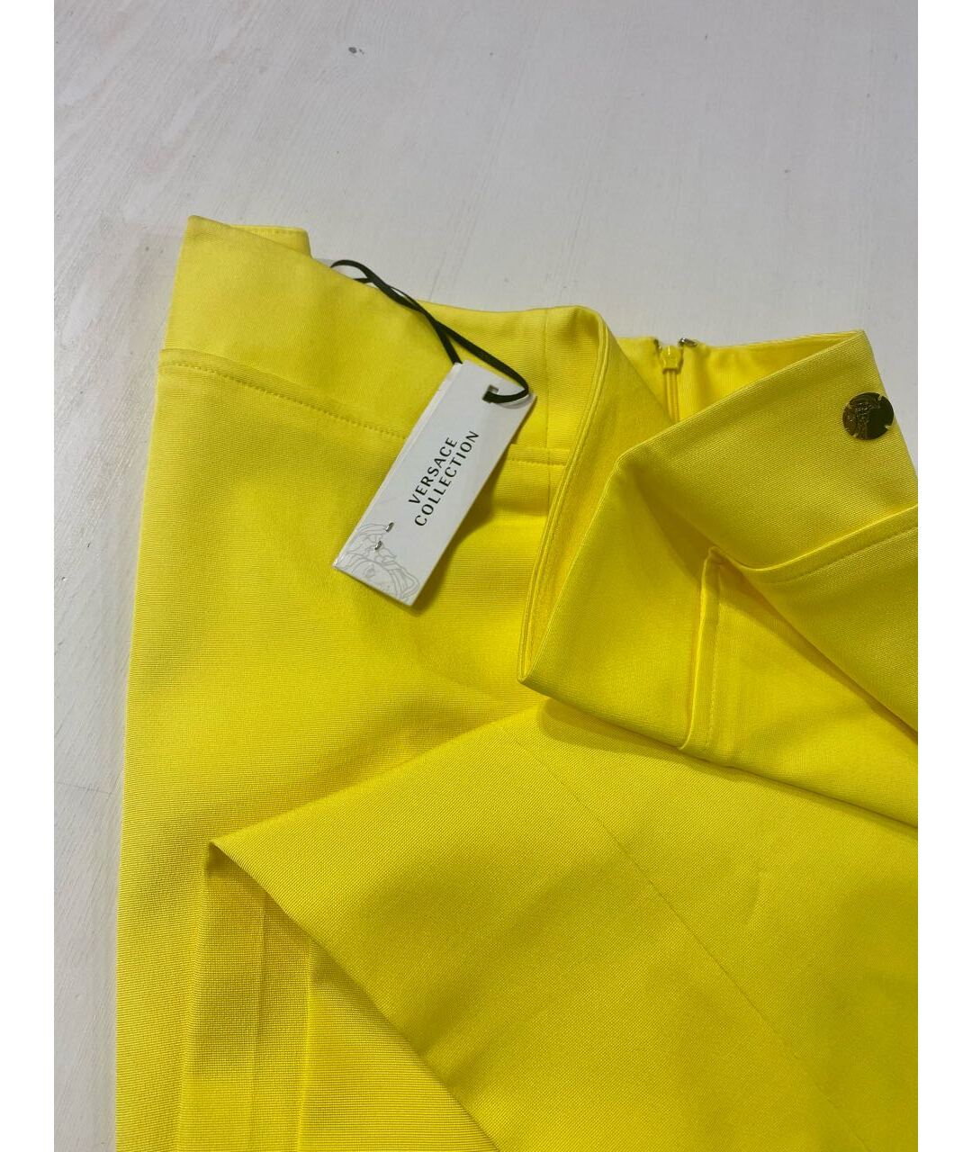 VERSACE COLLECTION Желтые полиамидовые прямые брюки, фото 3