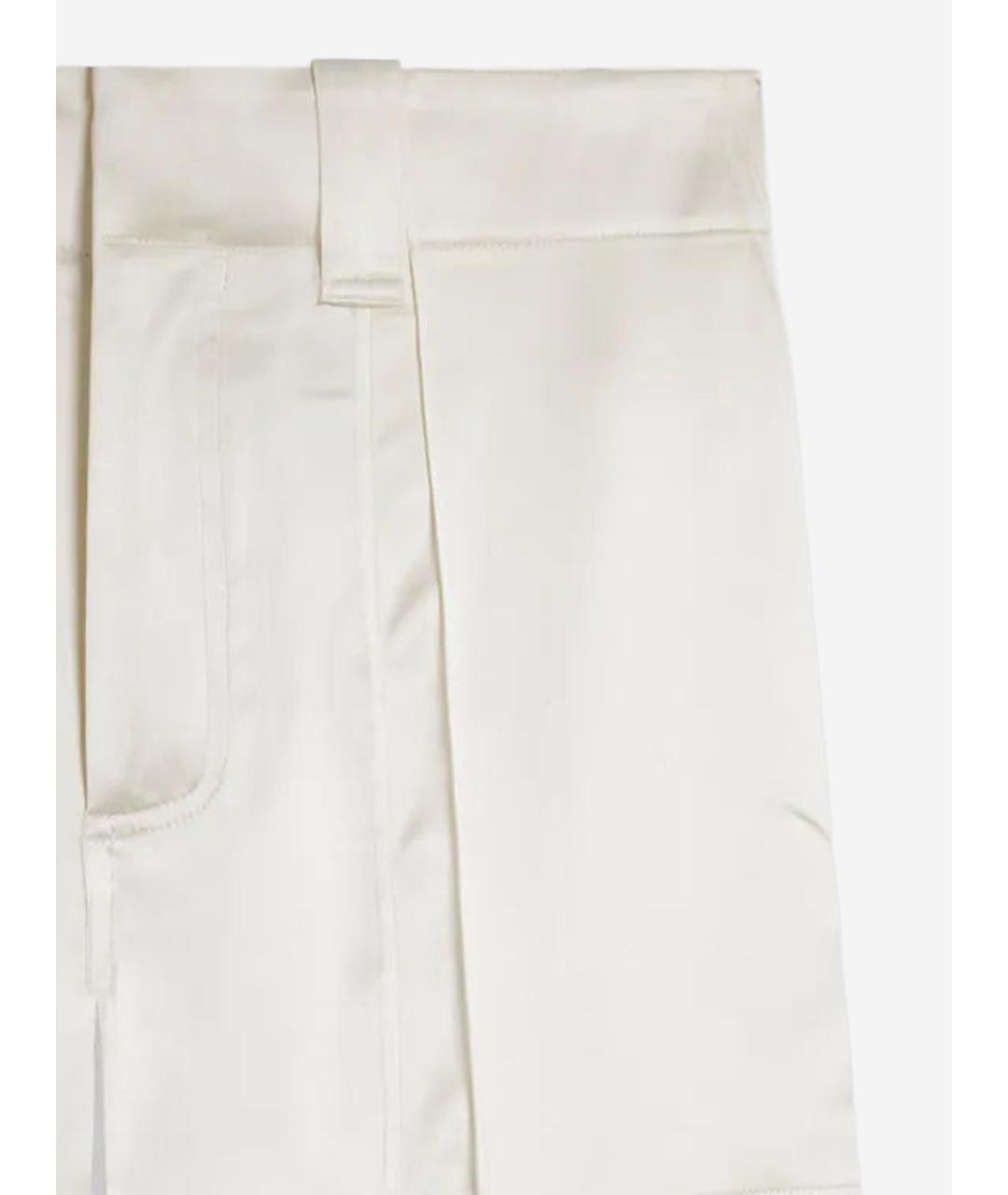 PHOEBE PHILO Бежевые шелковые прямые брюки, фото 3