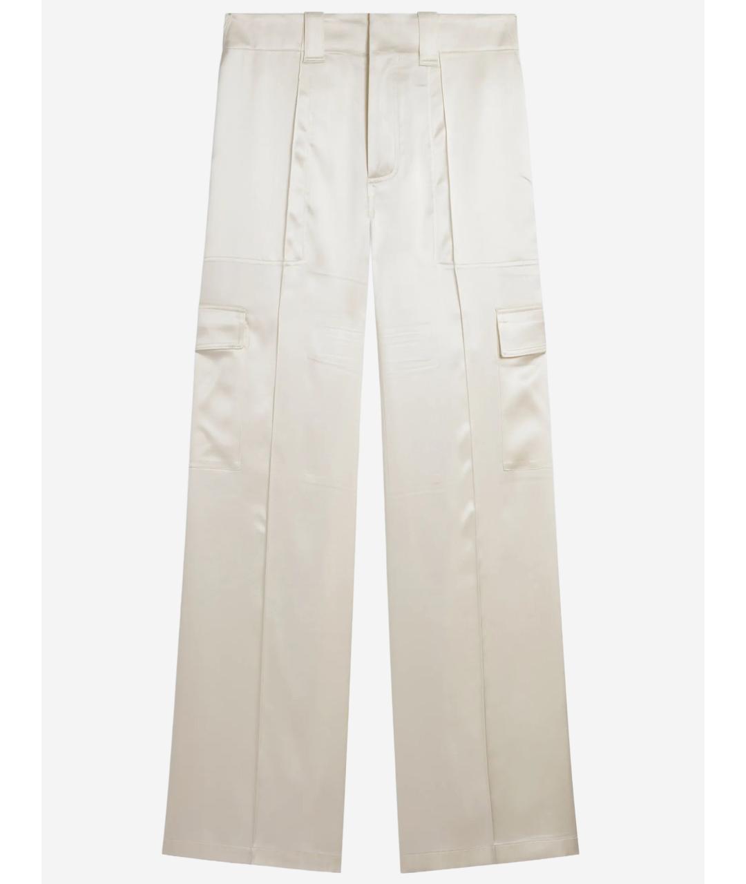 PHOEBE PHILO Бежевые шелковые прямые брюки, фото 4