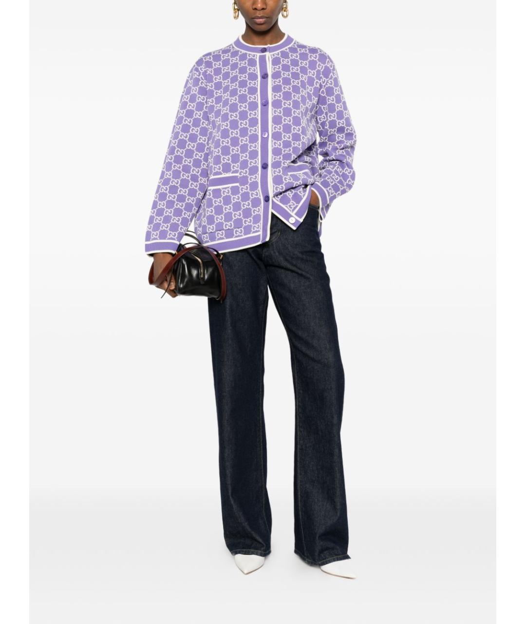 GUCCI Фиолетовый хлопковый кардиган, фото 4