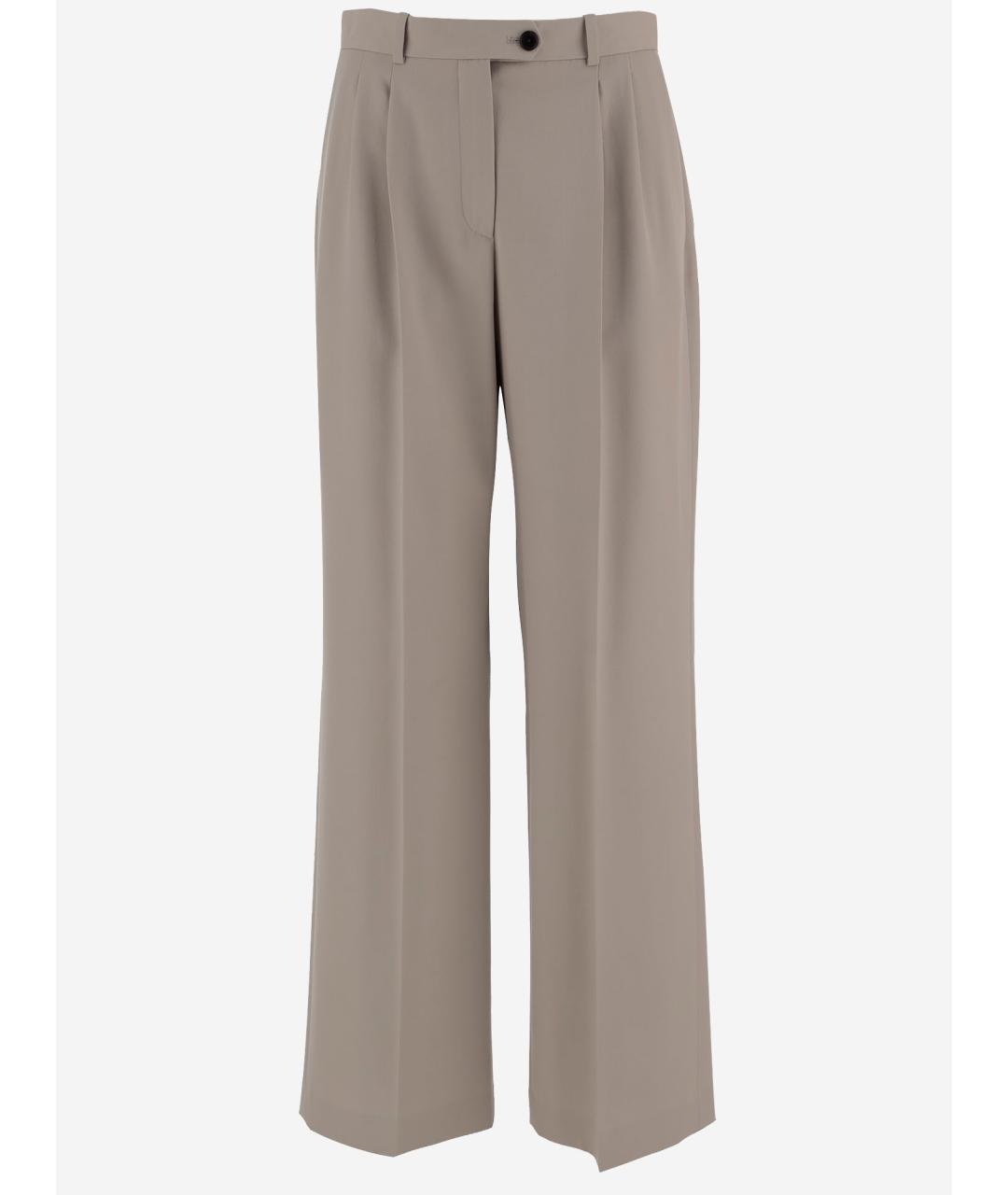 THE ROW Бежевые шерстяные прямые брюки, фото 4