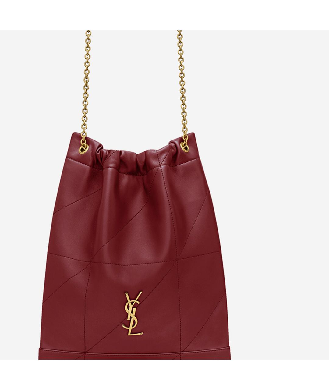 SAINT LAURENT Бордовая кожаная сумка через плечо, фото 5