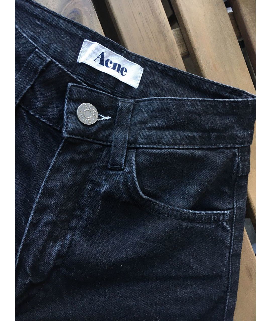 ACNE STUDIOS Черные хлопко-эластановые джинсы слим, фото 4