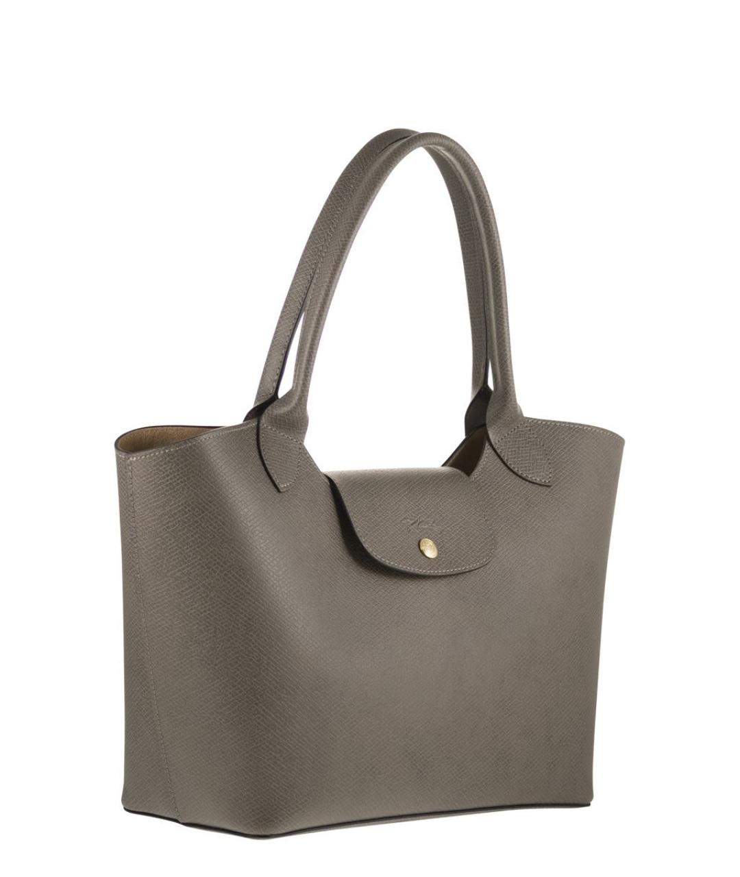 LONGCHAMP Серая кожаная сумка тоут, фото 4