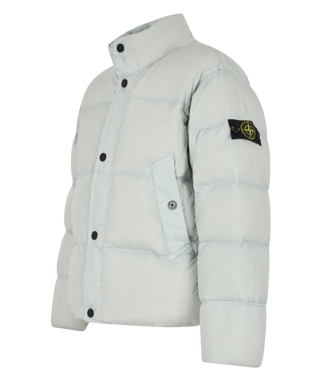 STONE ISLAND Серый полиамидовый пуховик, фото 3