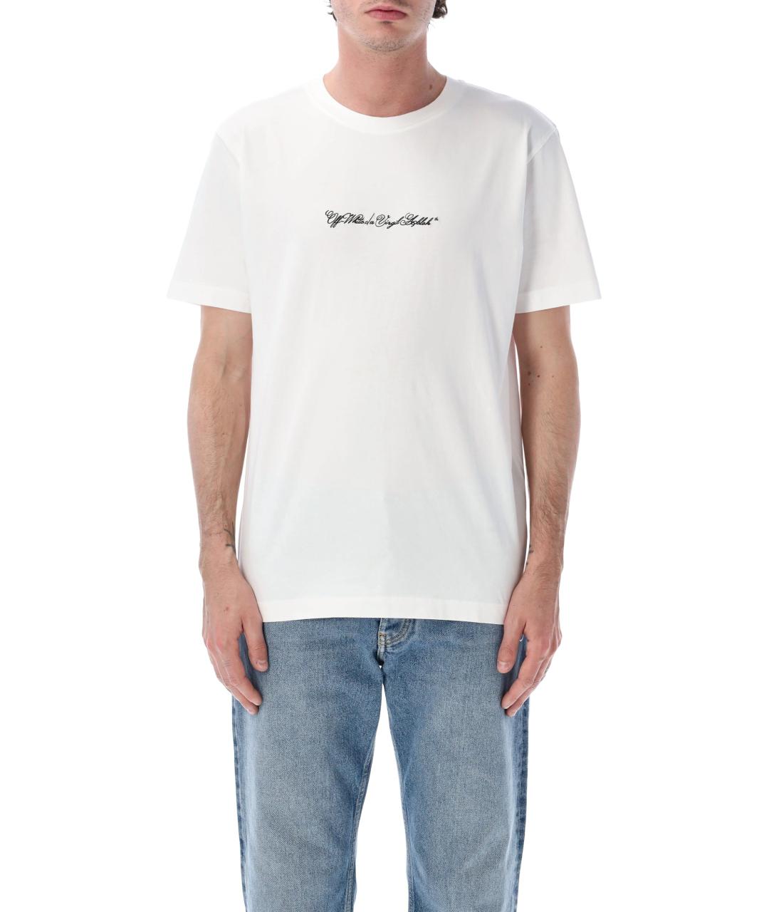 OFF-WHITE Белая хлопковая футболка, фото 4