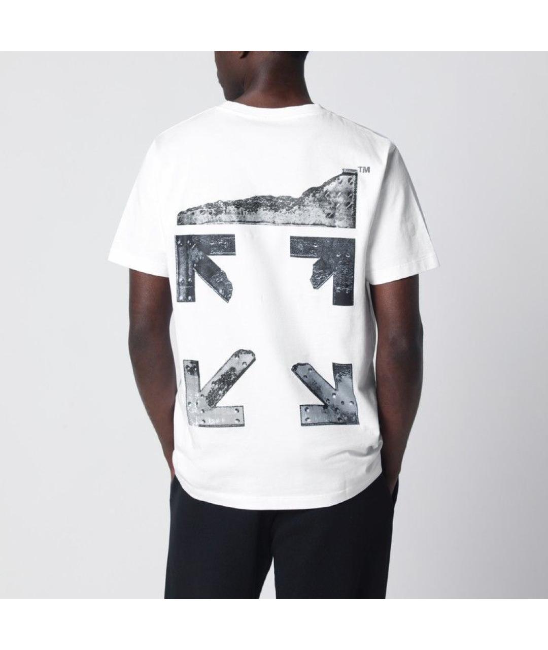 OFF-WHITE Белая хлопковая футболка, фото 3