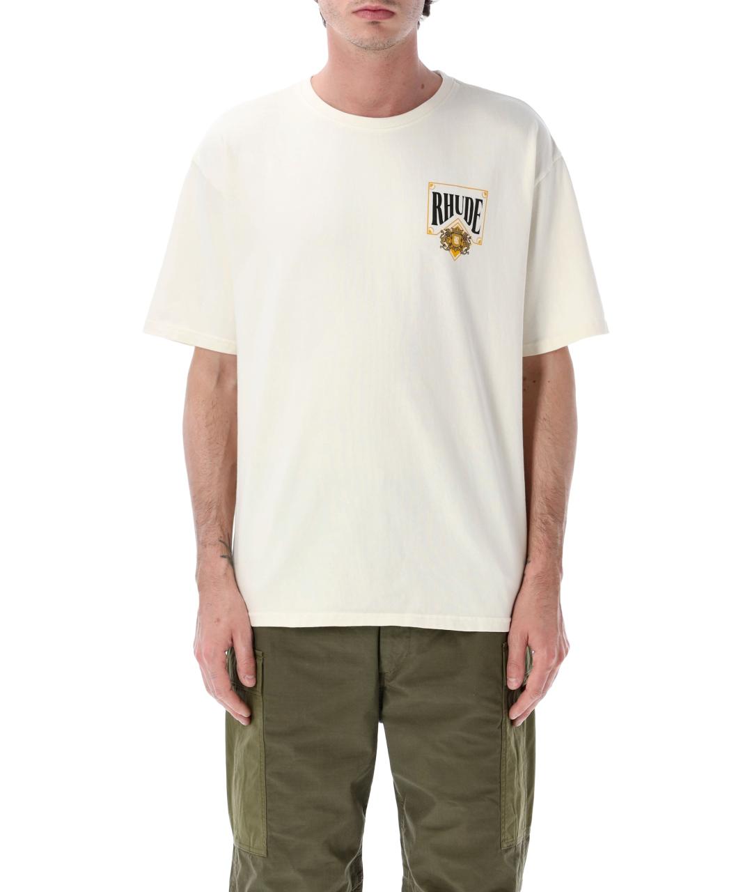 RHUDE Белая хлопковая футболка, фото 4