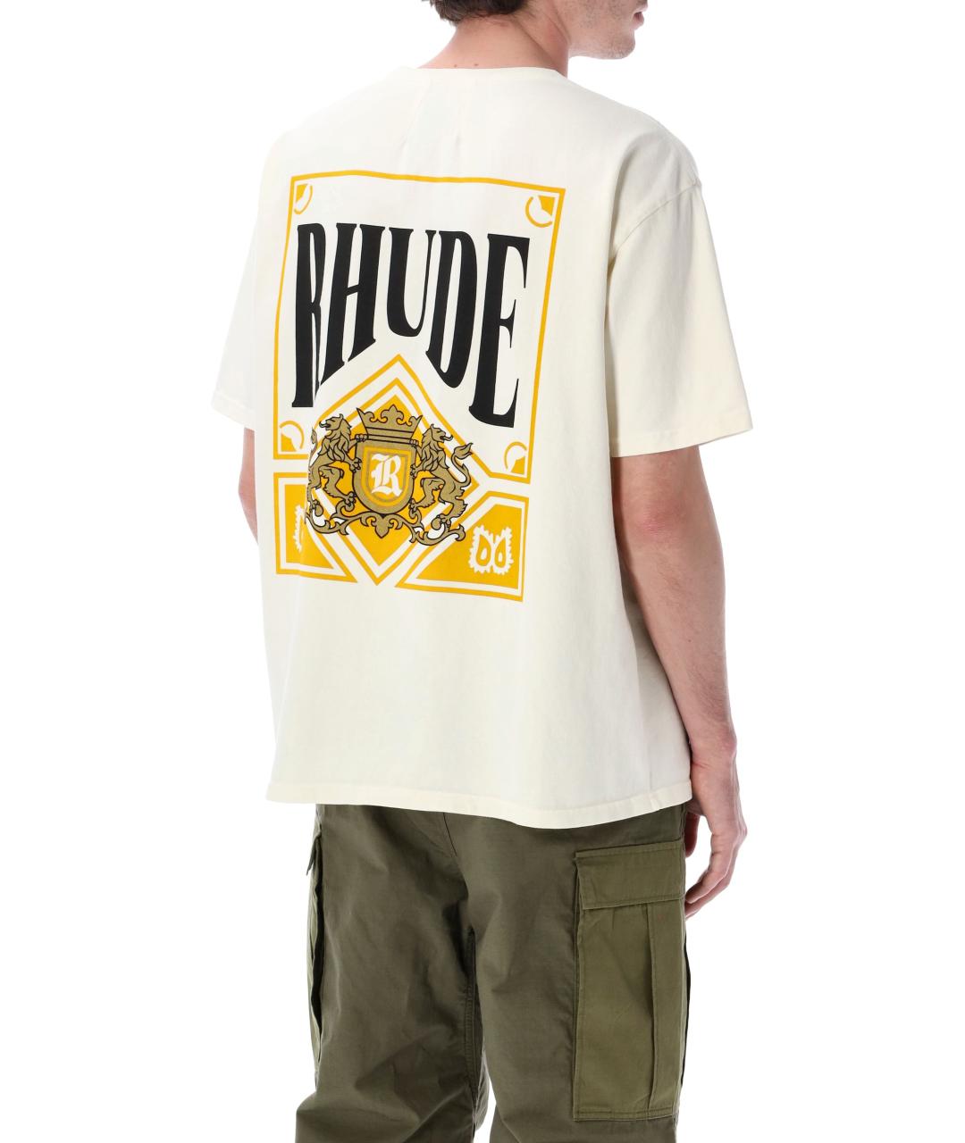 RHUDE Белая хлопковая футболка, фото 2