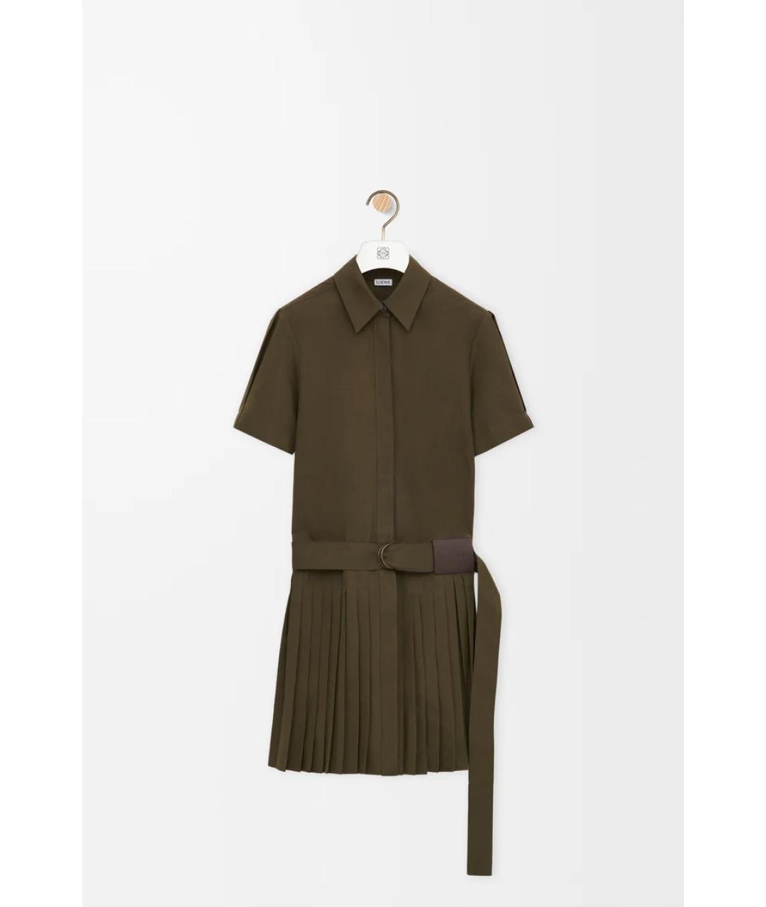 LOEWE Хаки хлопковое повседневное платье, фото 3