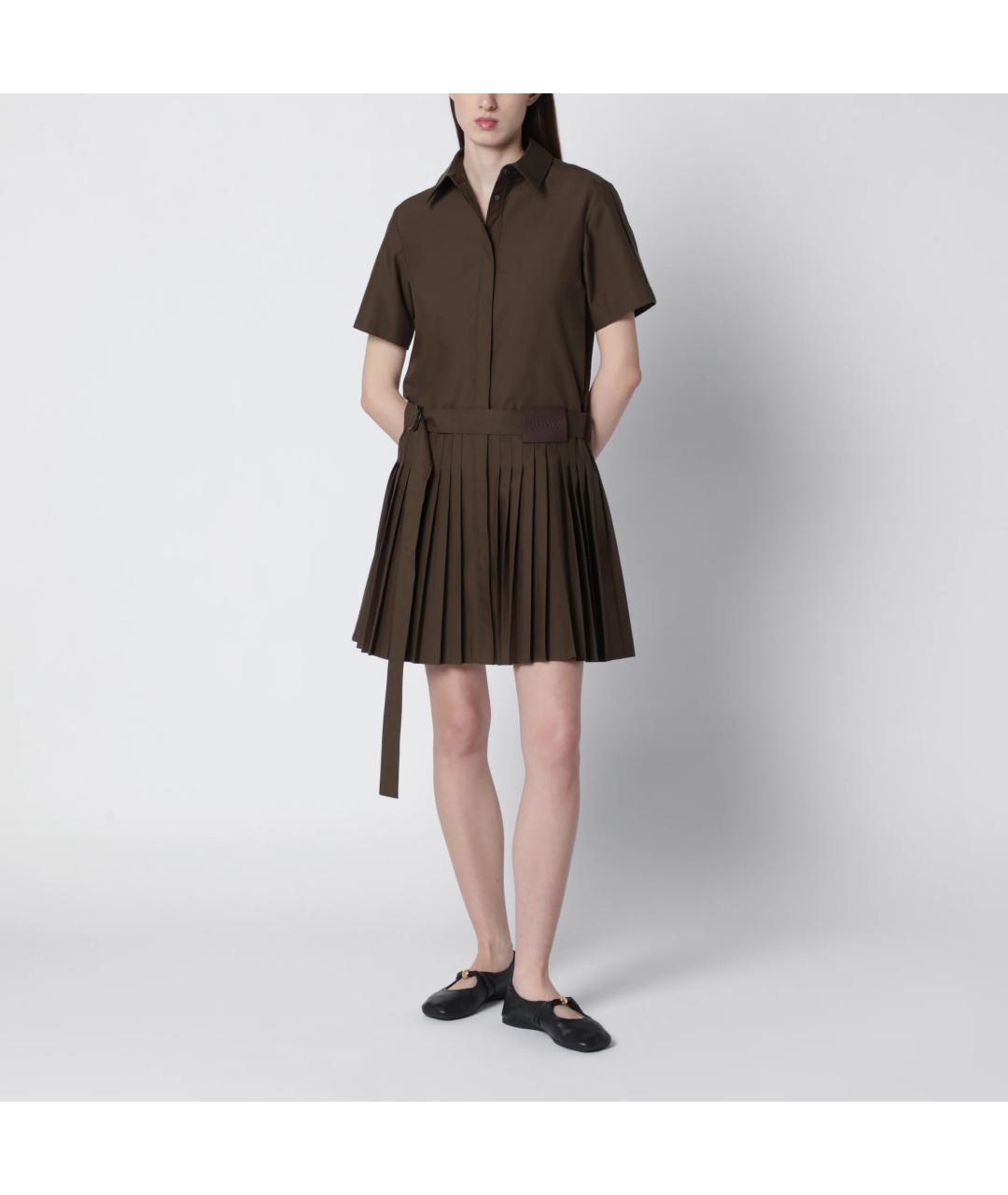 LOEWE Хаки хлопковое повседневное платье, фото 4