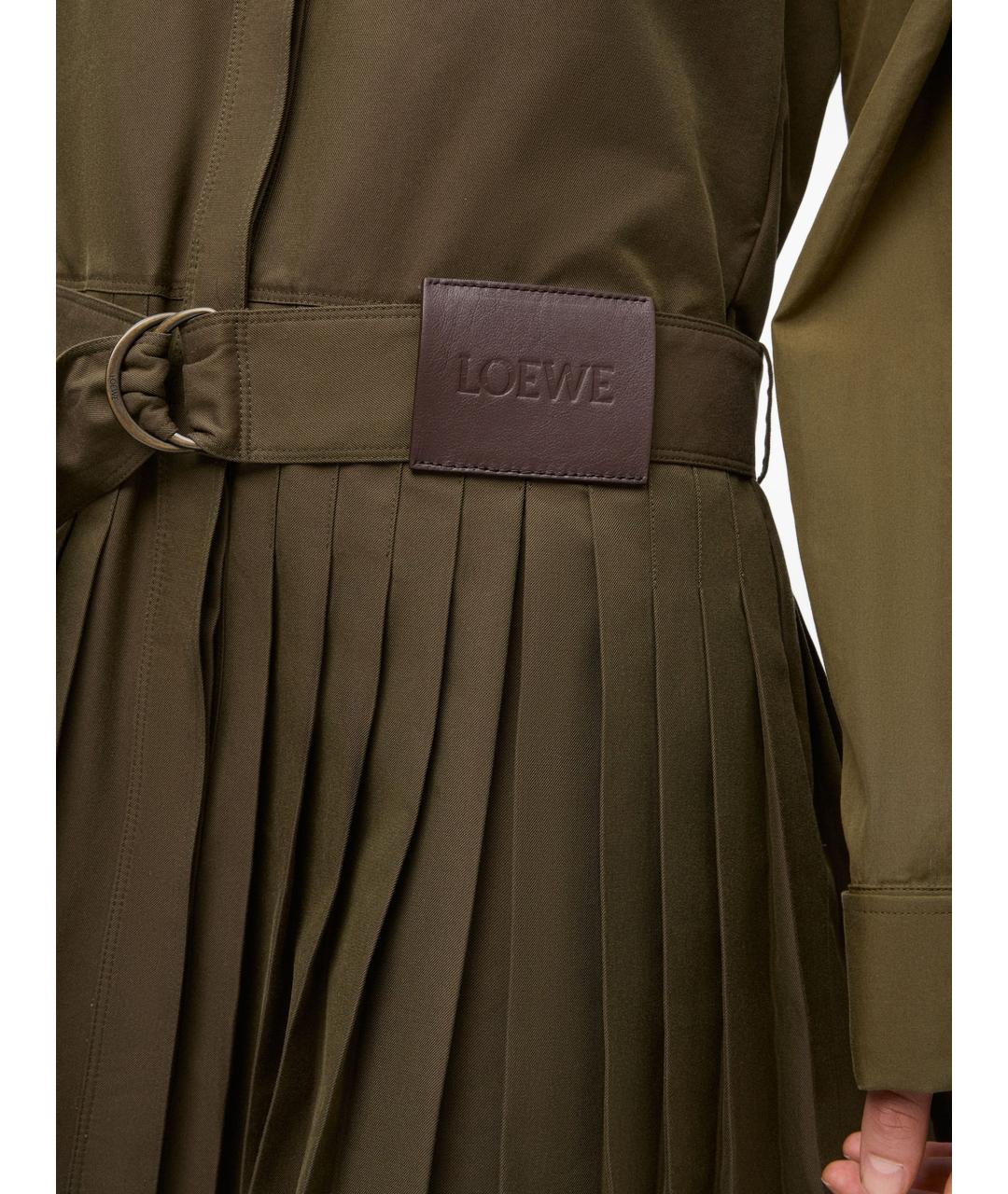 LOEWE Хаки хлопковое повседневное платье, фото 2