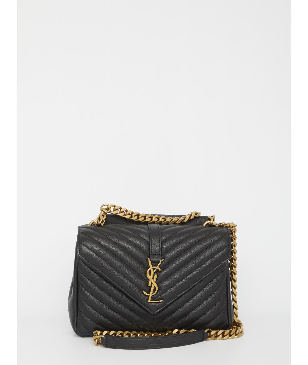 SAINT LAURENT Черная кожаная сумка через плечо, фото 2