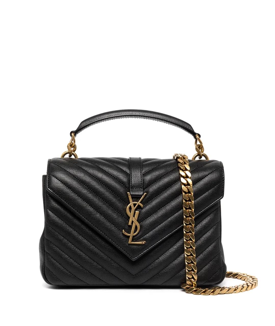 SAINT LAURENT Черная кожаная сумка через плечо, фото 1