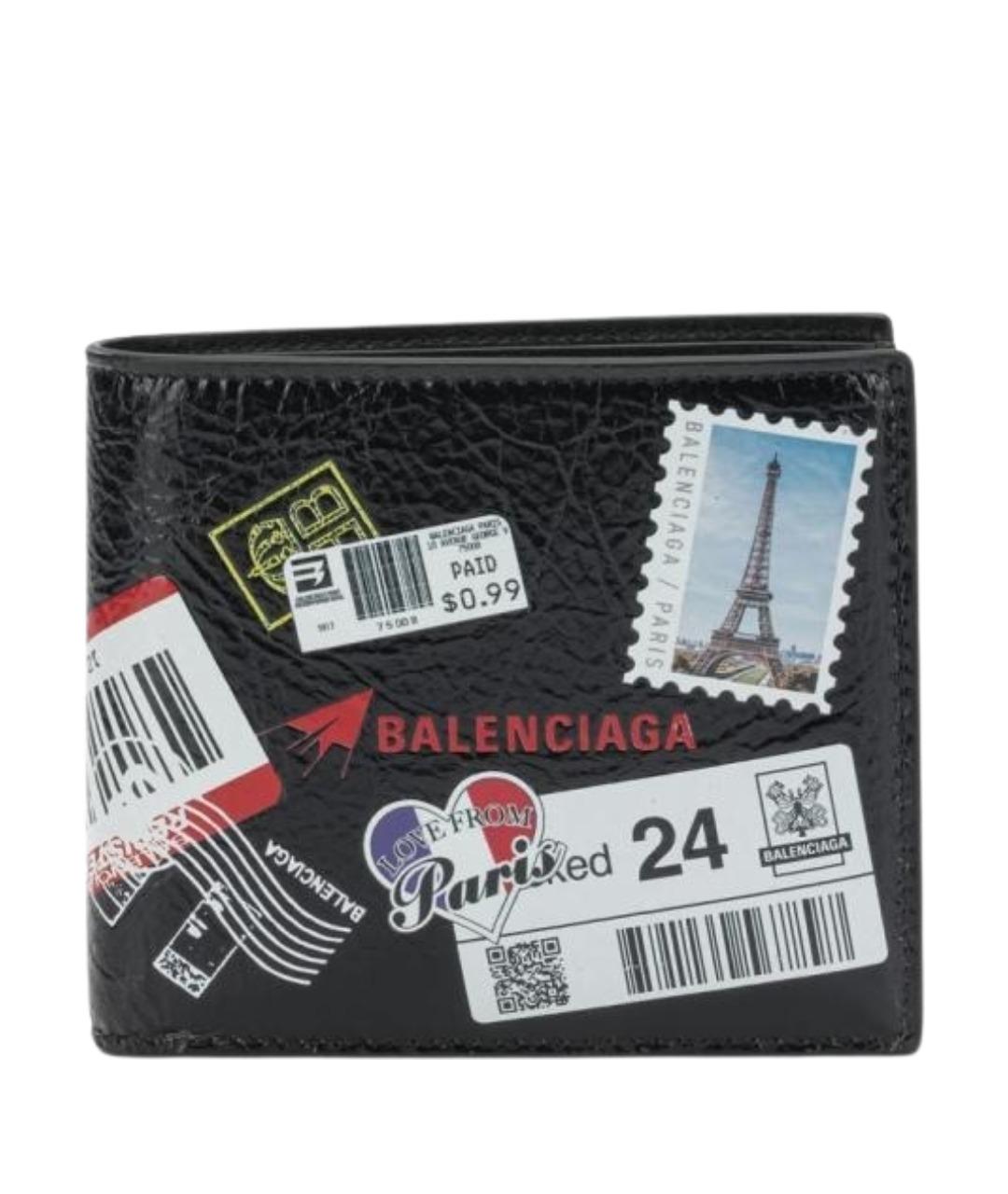 BALENCIAGA Черный кожаный кошелек, фото 1
