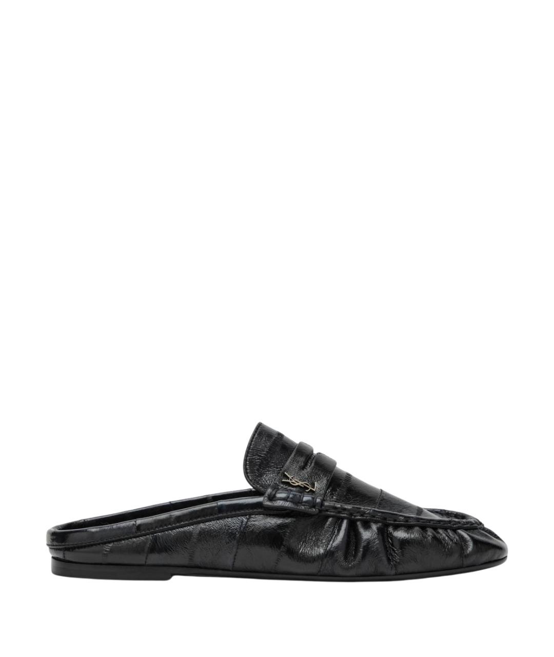 SAINT LAURENT Темно-синие кожаные мюли, фото 1