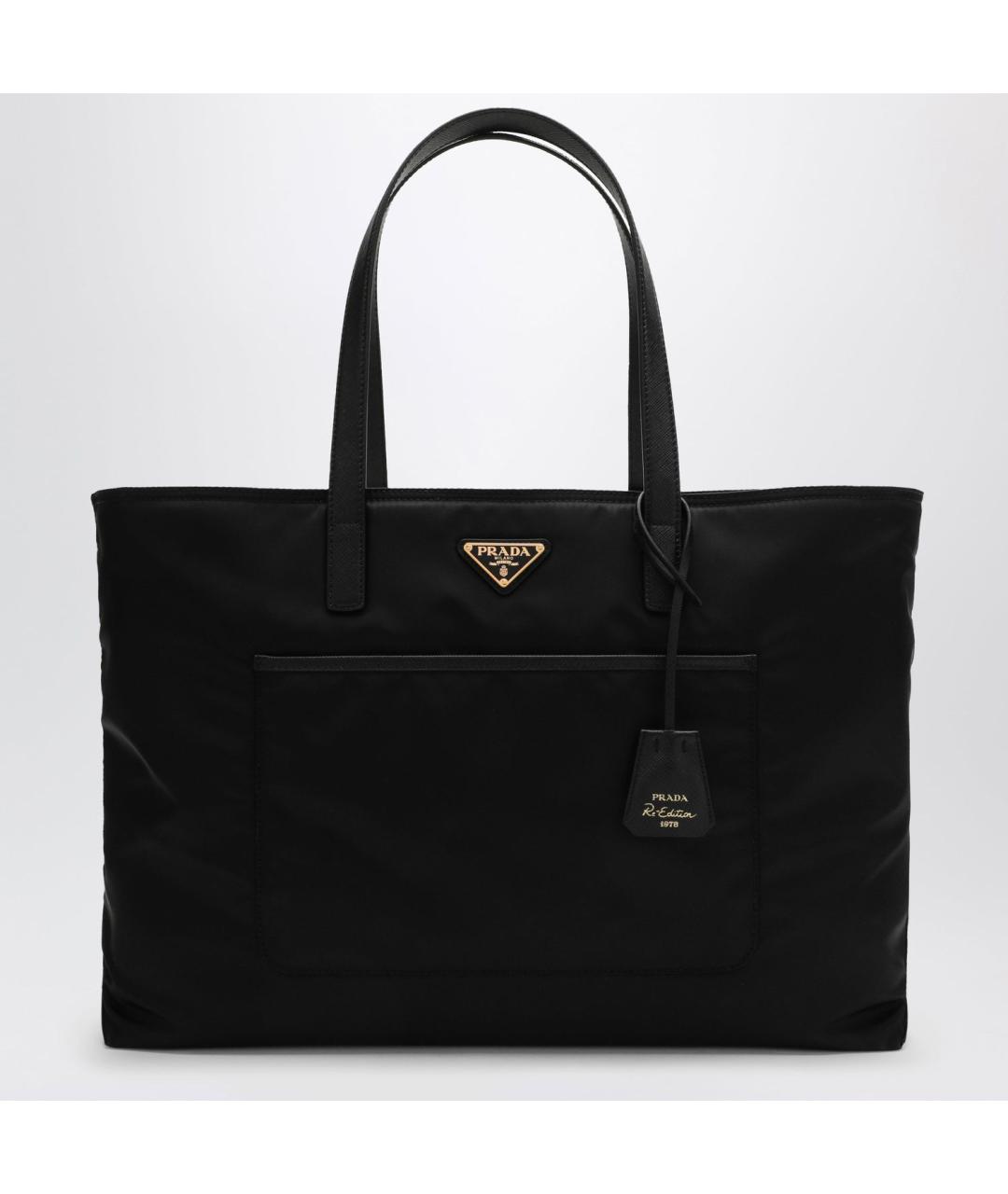 PRADA Черная тканевая сумка тоут, фото 3