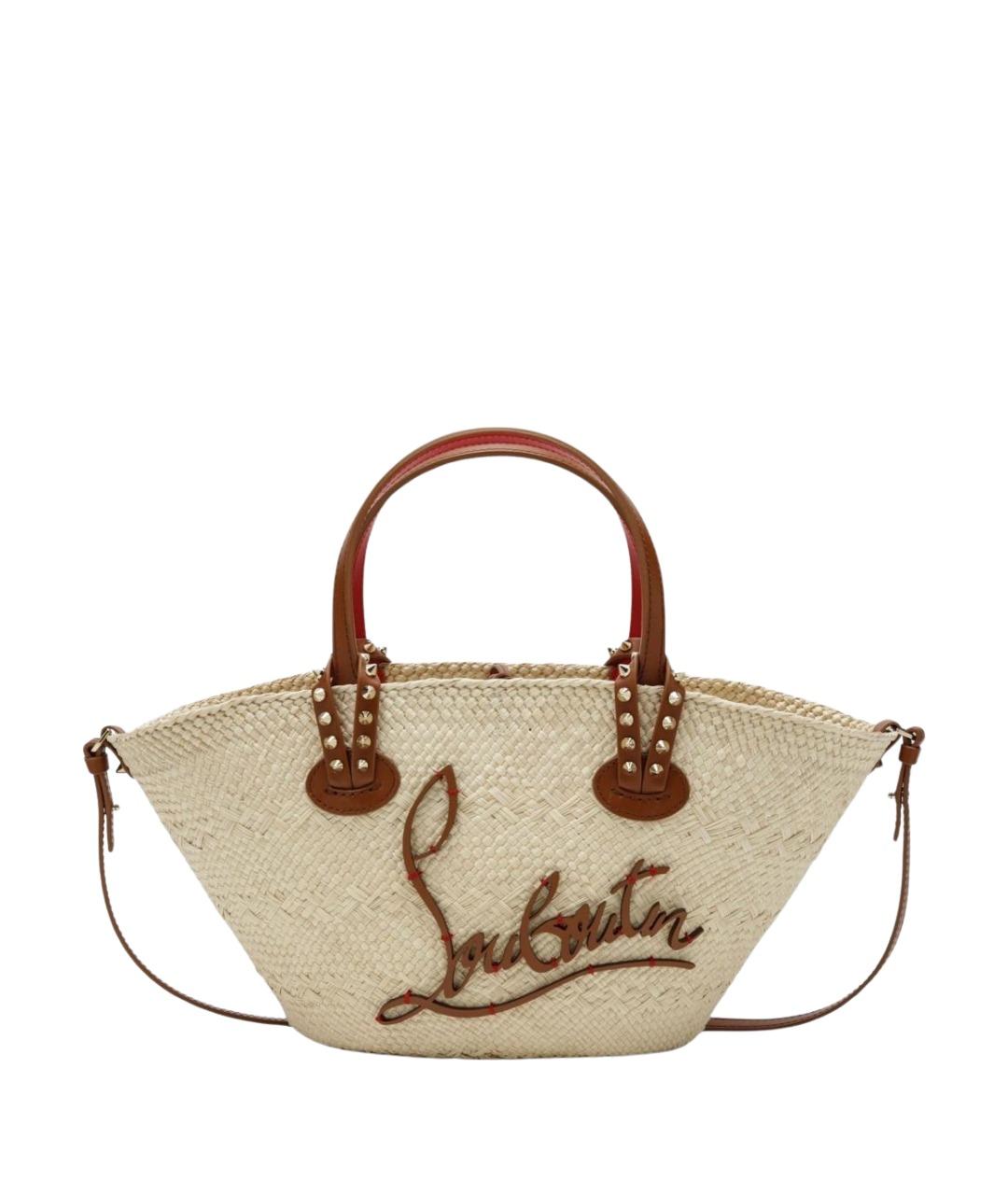 CHRISTIAN LOUBOUTIN Бежевая пелетеная сумка тоут, фото 1
