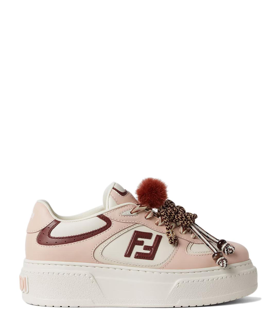 FENDI Розовые кожаные кроссовки, фото 1