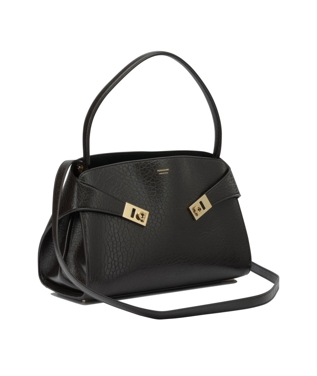FERRAGAMO Коричневая кожаная сумка с короткими ручками, фото 2
