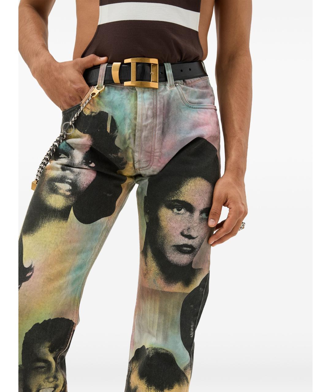 VERSACE Мульти хлопковые прямые джинсы, фото 4