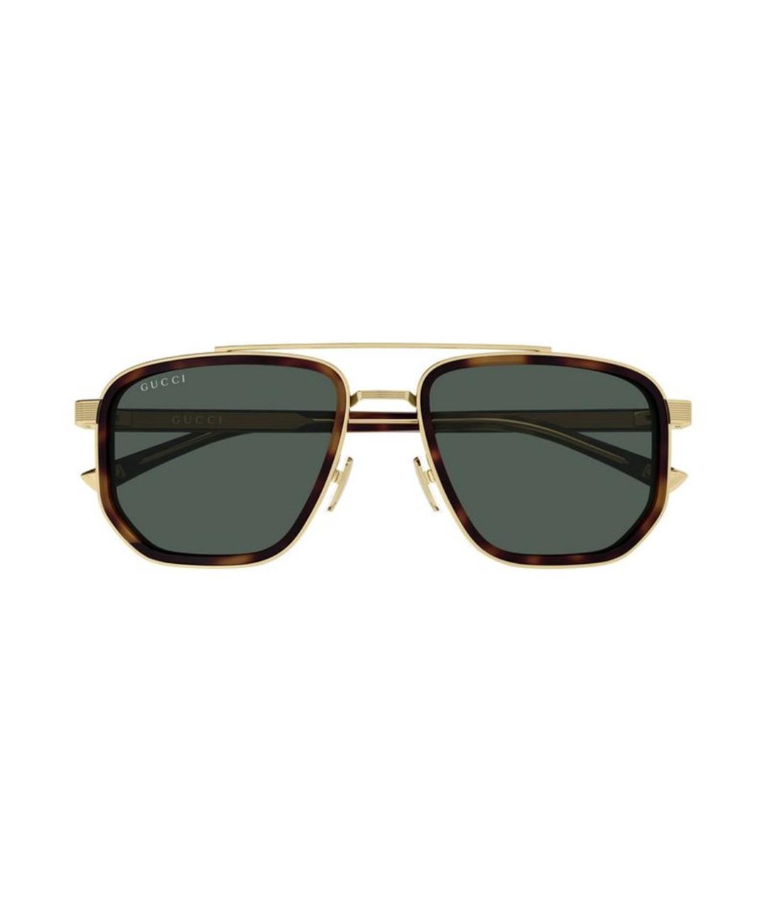 GUCCI Золотые металлические солнцезащитные очки, фото 2