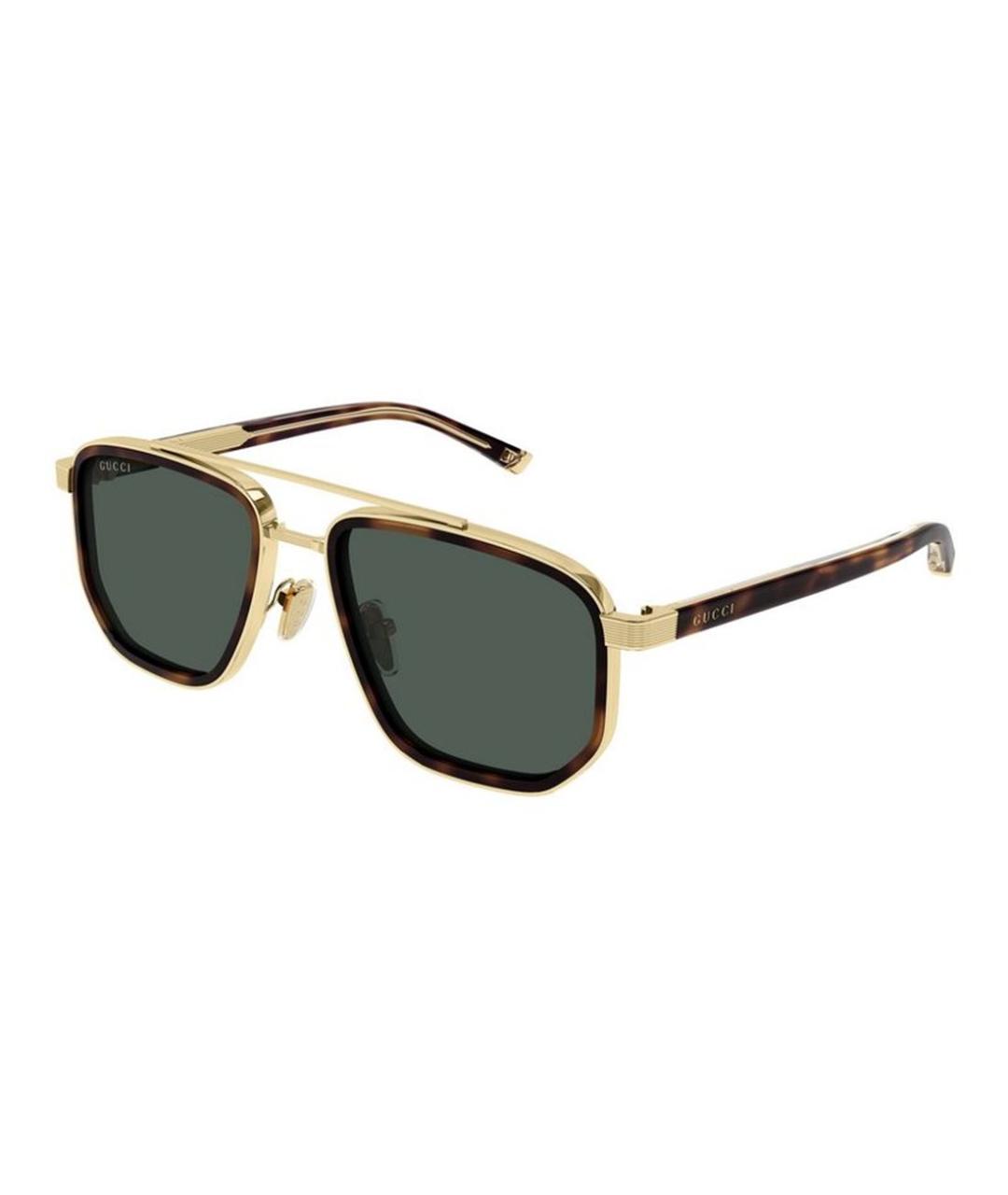 GUCCI Золотые металлические солнцезащитные очки, фото 1
