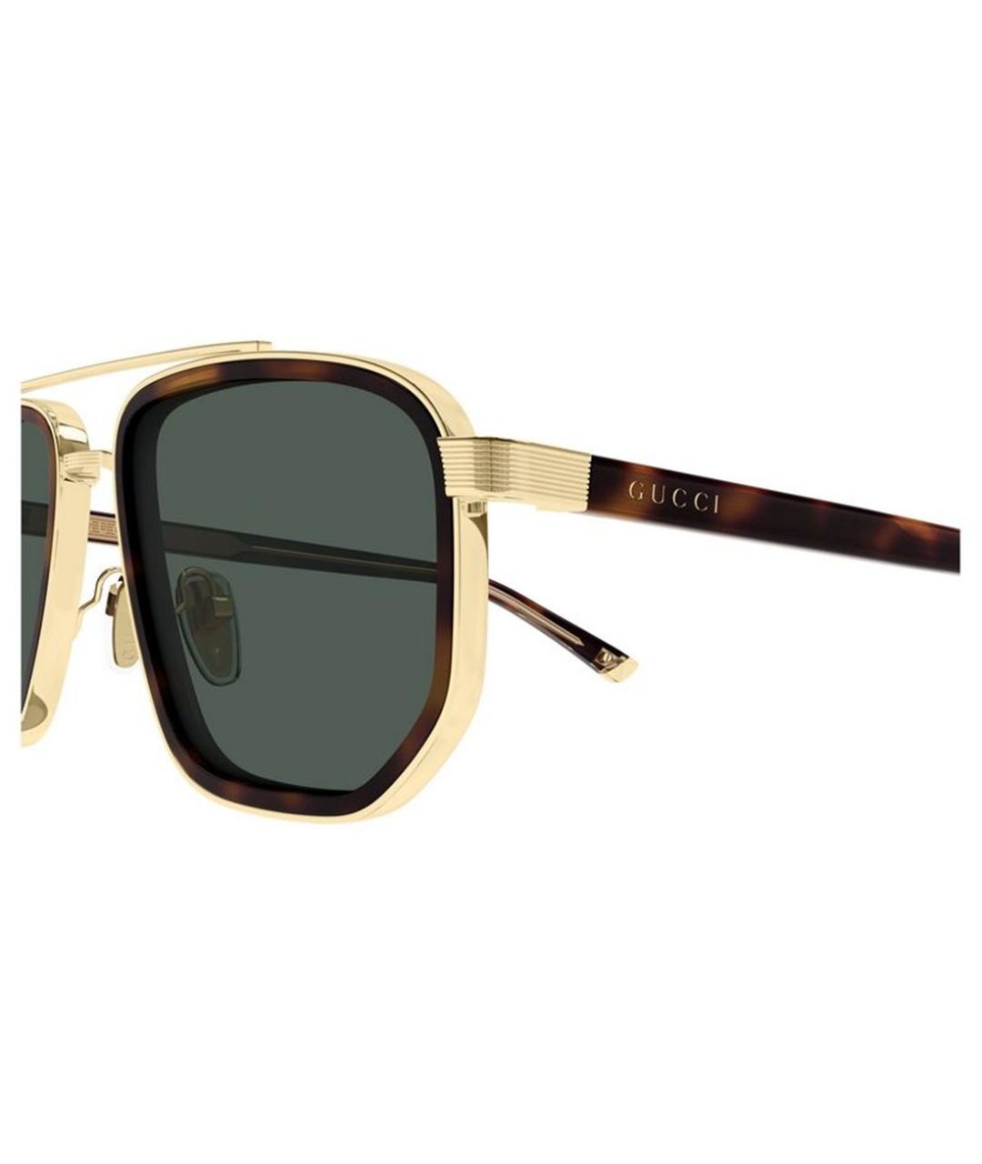 GUCCI Золотые металлические солнцезащитные очки, фото 3