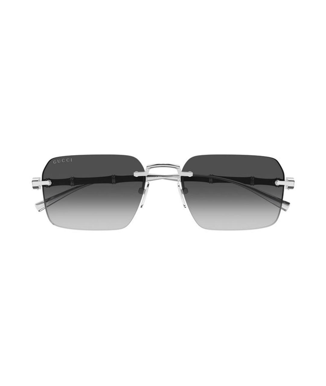 GUCCI Серебряные металлические солнцезащитные очки, фото 2