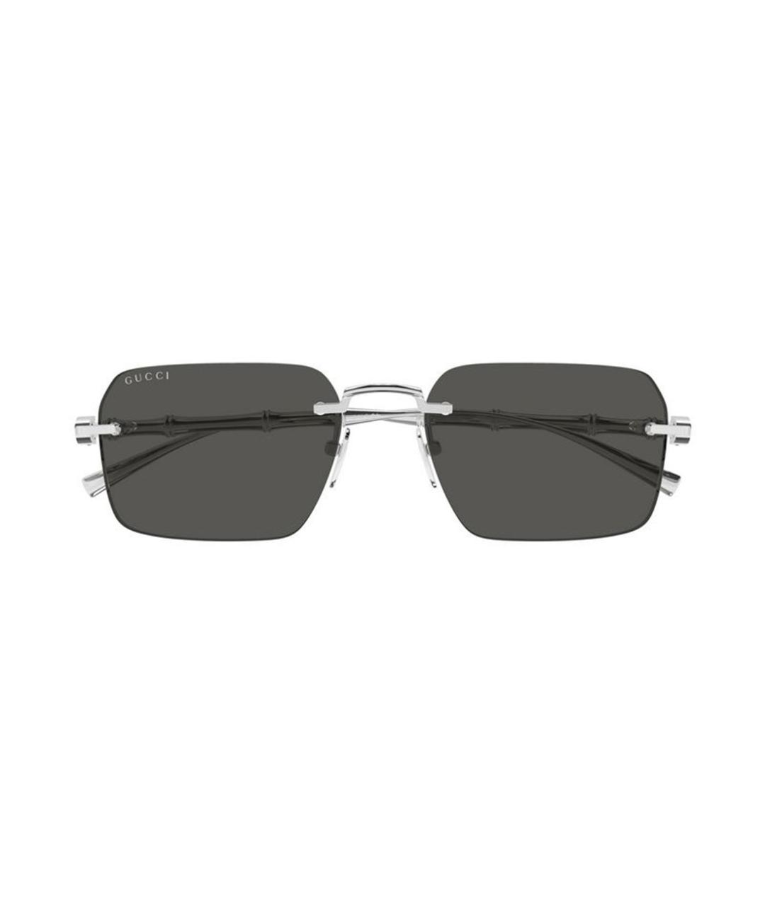 GUCCI Серебряные металлические солнцезащитные очки, фото 2