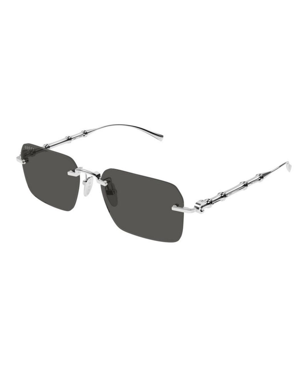 GUCCI Серебряные металлические солнцезащитные очки, фото 1