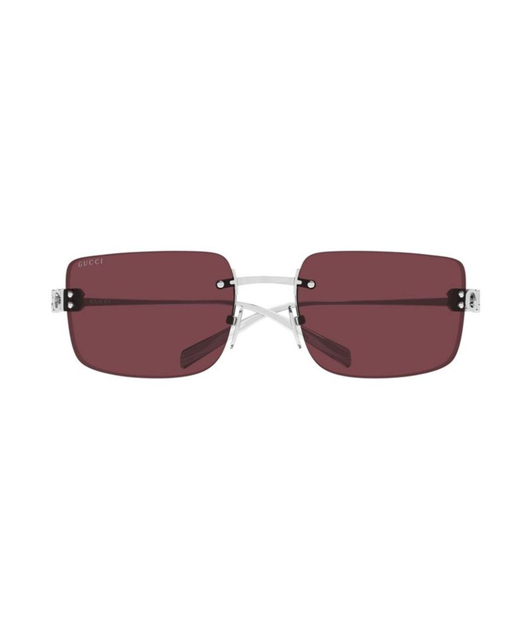 GUCCI Серебряные металлические солнцезащитные очки, фото 2