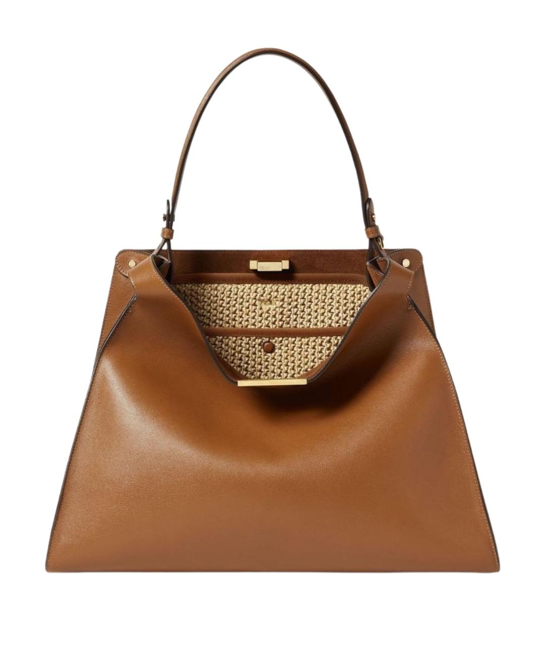 FENDI Коричневая кожаная сумка тоут, фото 1
