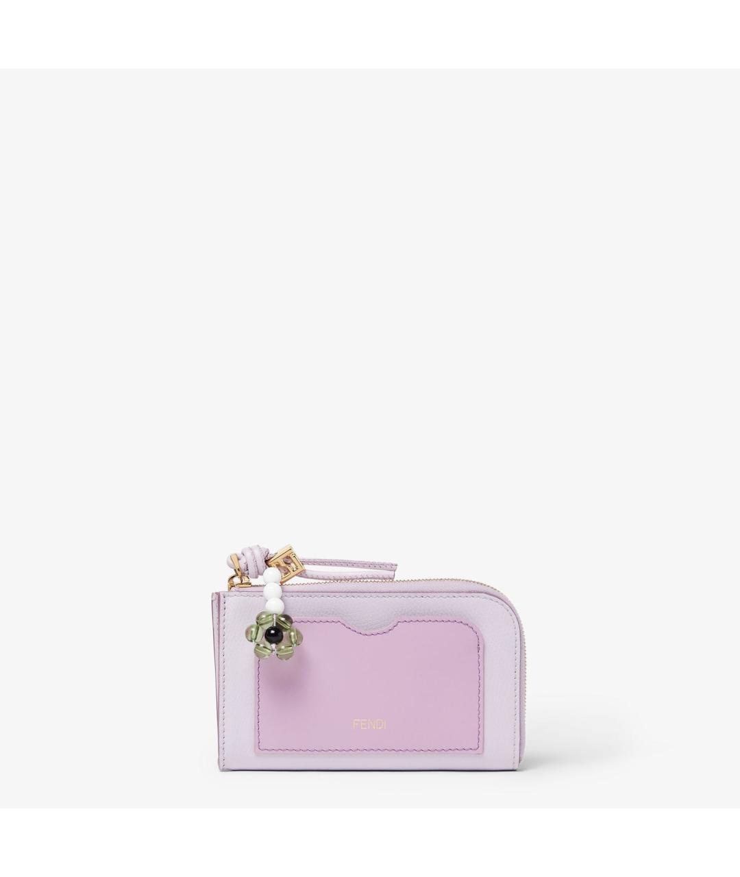 FENDI Фиолетовый кожаный кардхолдер, фото 4